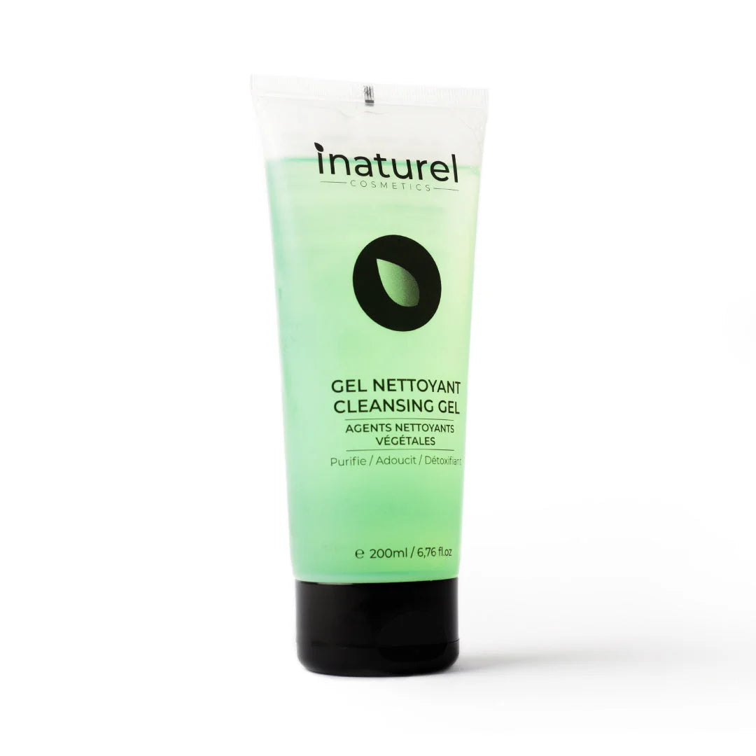 Gel nettoyant visage Inaturel 200ml, nettoyant en profondeur avec une formule douce et hydratante, élimine les impuretés et maquillage, adapté à tous types de peau.