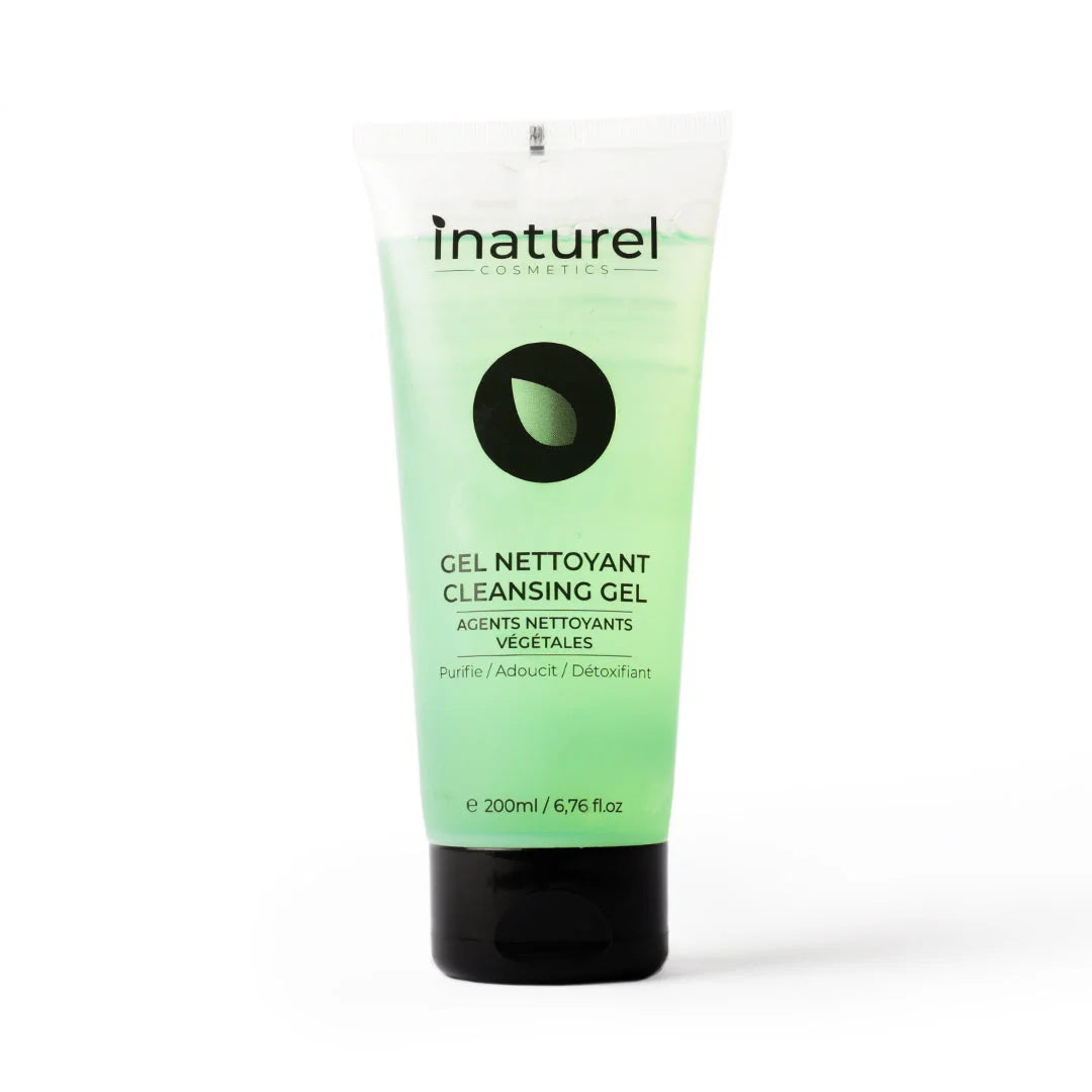 Gel nettoyant visage Inaturel 200ml, nettoyant en profondeur avec une formule douce et hydratante, élimine les impuretés et maquillage, adapté à tous types de peau.