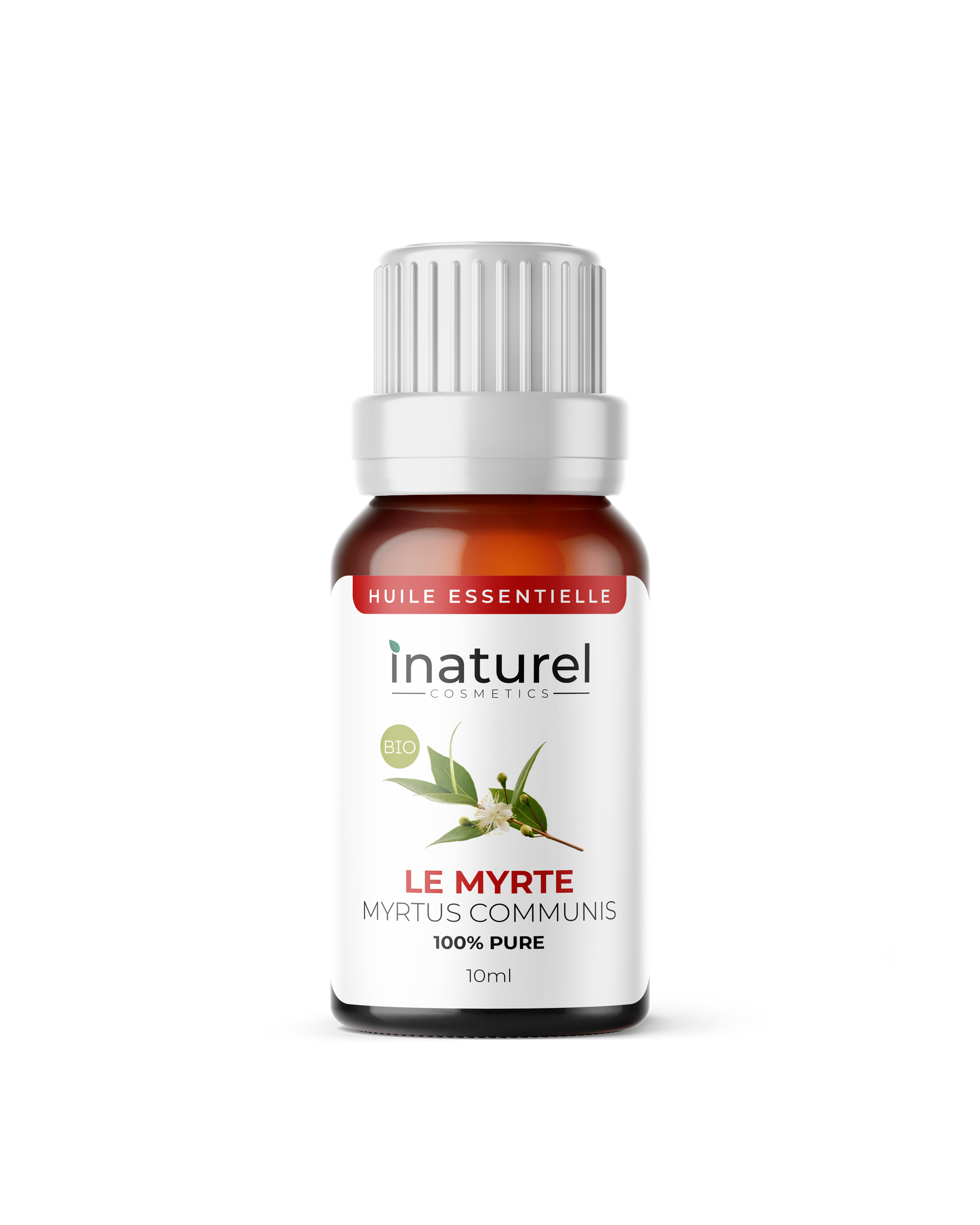 Huile essentielle de Myrte Inaturel 10ml, tonifie la circulation sanguine et apaise les inflammations respiratoires et douleurs musculaires.